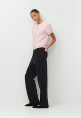 Bare Cashmere Noteworthy Shortsleeve Cardigan - MAGNOLIA