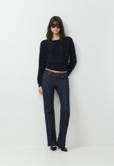 Essential Wool Cashmere Gable Sweater - ADMIRAL NAVY