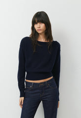 Essential Wool Cashmere Gable Sweater - ADMIRAL NAVY