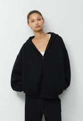 Cozy Sweatfleece Mega Zip Hoodie - BLACK