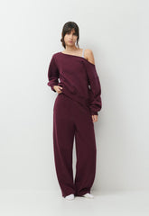Cozy Sweatfleece BF Off-Shoulder Sweatshirt - GALA PLUM