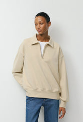 Terry Sweatfleece Mega Polo Sweatshirt - MULLEIN