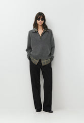 Essential Cashmere Museo Polo Sweater - SPECKLED CHARCOAL