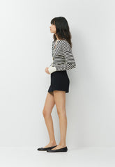 Golightly Cardigan - Wonder Yarn - LT BIRCH/ DK NGHT NVY