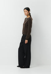 Bare Cashmere Noteworthy Cardigan - CACAO NIB BROWN