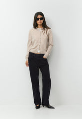 Bare Cashmere Noteworthy Cardigan - SPECKLED MRCN BEIGE
