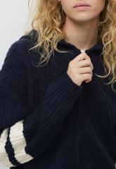 Octavia Zip Hoodie - ADL NAVY/WHSPR WHITE