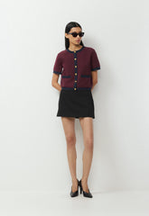 Approach Shortsleeve Cardigan - Wonder Yarn - GL PLM/DK NGHT NVY