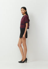 Approach Shortsleeve Cardigan - Wonder Yarn - GL PLM/DK NGHT NVY