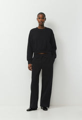 Cozy Sweatfleece Boyfriend Boxy Sweatshirt - BLACK