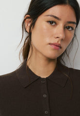 Bare Cashmere Cellini Shortsleeve Sweater - CACAO NIB BROWN