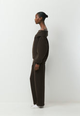 Cozy Sweatfleece Mega Off-Shoulder Sweatshirt - CACAO NIB BROWN