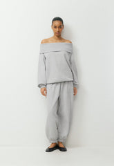 Cozy Sweatfleece Mega Off-Shoulder Sweatshirt - HEATHER CHROME
