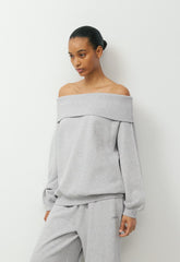Cozy Sweatfleece Mega Off-Shoulder Sweatshirt - HEATHER CHROME
