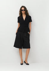 Brynn Shortsleeve Blazer - Sway Crepe - BLACK