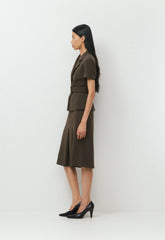 Brynn Shortsleeve Blazer - Sway Crepe - DARK COFFEE
