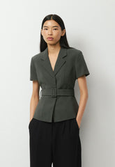 Brynn Shortsleeve Blazer - Sway Crepe - FLINT GREEN