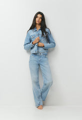 Denim Forum Toni Shrunken Denim Jacket - VINTAGE LIGHT BLUE