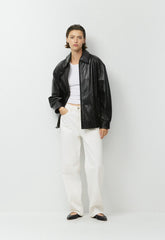 Jones Bomber - Leather - BLACK