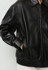 Jones Bomber - Leather - BLACK