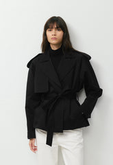 The Davis Short Trench Coat - Rich Twill - BLACK
