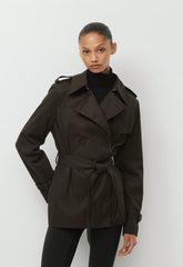The Finch Short Trench Coat - City Twill - CACAO NIB BROWN