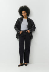 Denim Forum The Farrah Hi-Rise Wide Jean - BLACK EYELINER