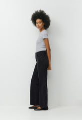 Denim Forum The Farrah Hi-Rise Wide Jean - BLACK EYELINER