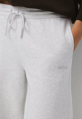Cozy Sweatfleece Boyfriend Wide Sweatpant - HEATHER CLOUD WHITE