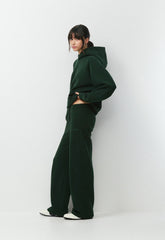Cozy Sweatfleece Boyfriend Wide Sweatpant - FIGTREE GREEN