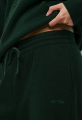 Cozy Sweatfleece Boyfriend Wide Sweatpant - FIGTREE GREEN