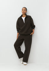 Cozy Sweatfleece Boyfriend Barrel Sweatpant - CACAO NIB BROWN