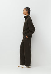 Cozy Sweatfleece Boyfriend Barrel Sweatpant - CACAO NIB BROWN