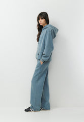 Cozy Sweatfleece Boyfriend Wide Sweatpant - LIVED-IN BLUE MIRAGE