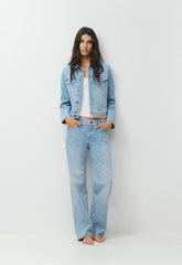 Denim Forum Salma Super Lo-Rise Straight Jean - VINTAGE LIGHT BLUE
