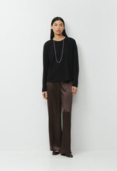 Archer Satin Pant - RICH MOCHA BROWN