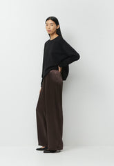 Archer Satin Pant - RICH MOCHA BROWN