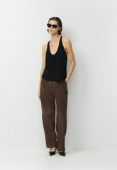 Vivian Pant - Suede - DARK CHOCOLATE