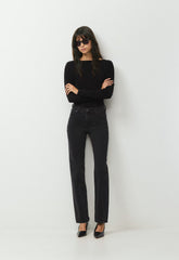 Denim Forum The ‘90s Snatched Hi-Rise Straight Jean - BLACK EYELINER