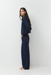 Denim Forum The Farrah Hi-Rise Wide Jean - NO-STRESS DARK BLUE