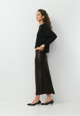 Slip Satin Maxi Skirt - RICH MOCHA BROWN