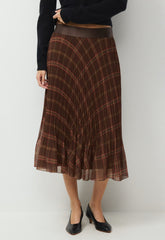 Twirl Skirt - DARK BROWN/RED