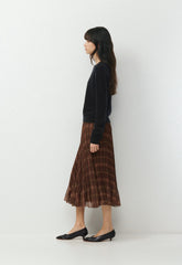 Twirl Skirt - DARK BROWN/RED