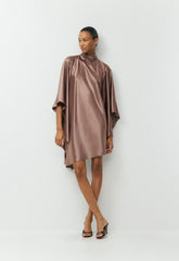Fan Satin Dress - DUSTY MAUVE