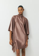 Fan Satin Dress - DUSTY MAUVE