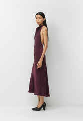 Audience Satin Maxi Halter Dress - CARDAMON
