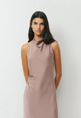 Audience Satin Maxi Halter Dress - DUSTY MAUVE