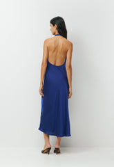 Audience Satin Maxi Halter Dress - BYRON BLUE