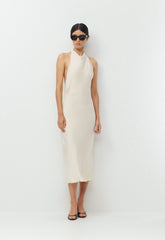 Audience Satin Maxi Halter Dress - SEASIDE CREAM