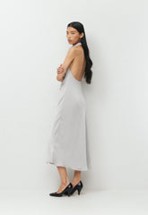 Audience Satin Maxi Halter Dress - MONUMENT GREY